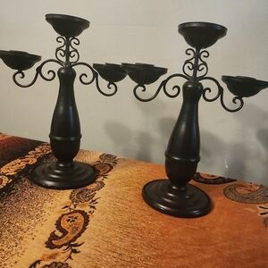 Black Metal Candelabra Set